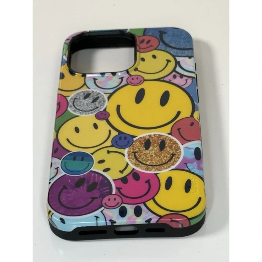 Casely iPhone 13 Pro Case Happy Face Print MagSafe Compatible Multi Color 81-13‎